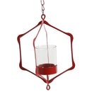 Iron Hollow Candle Holder Candelabrum Lantern Wall Hanging C - Red