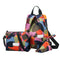 3pcs/set Women Geometric Print School Bags Girls Travel Shoulder Backpacks A