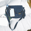 Women Canvas Denim Crossbody Bags Pure Color Flap Shoulder Bag (Dark Blue)