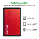 2.5 inch Hard Disk Mobile Case USB 3.0 to SATA HDD SSD Enclosure (Red) A