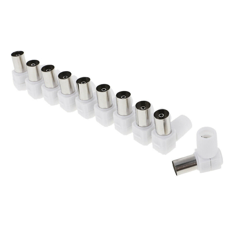 10Pcs Right Angle RF Female Connector Adapter for Coaxial Cable TV Aerial