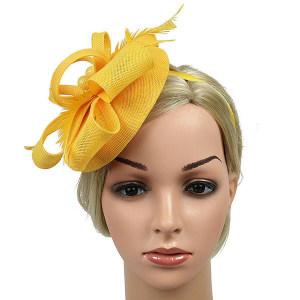 2x Lady Feather Fascinator Clip Hair Bridal Race Derby Pillbox Hat Headband