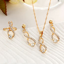 Fashion Bridal Crystal Infinite Necklace Earrings Rings Wedding Jewelry Set N 3C