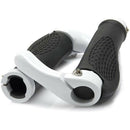 1Pair Ergonomic Rubber Bicycle Handlebar Grips w/ Aluminum Bar Ends (Ivory)