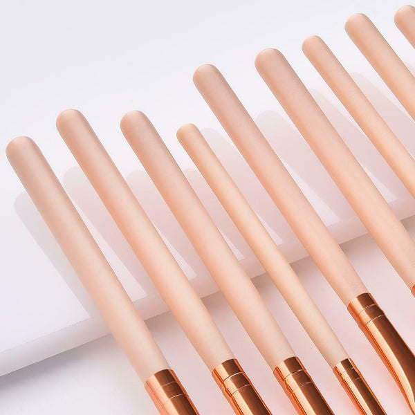 12pcs Pro Eyes Makeup Brushes Set Wood Eyeshadow Eyeliner Applicator (Pink)