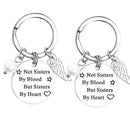 2Pcs 'Not Sisters by Blood but Sisters by Heart' Keyring Stainless Keychain