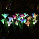 2 Pack Solar Powered Lights with 8 Lily Flower, Multi-color Changing LED So
