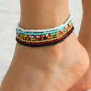 7pcs/set Colorful  Handmade Beaded Anklet Bracelet Women Adjustable Foot Jew Gw