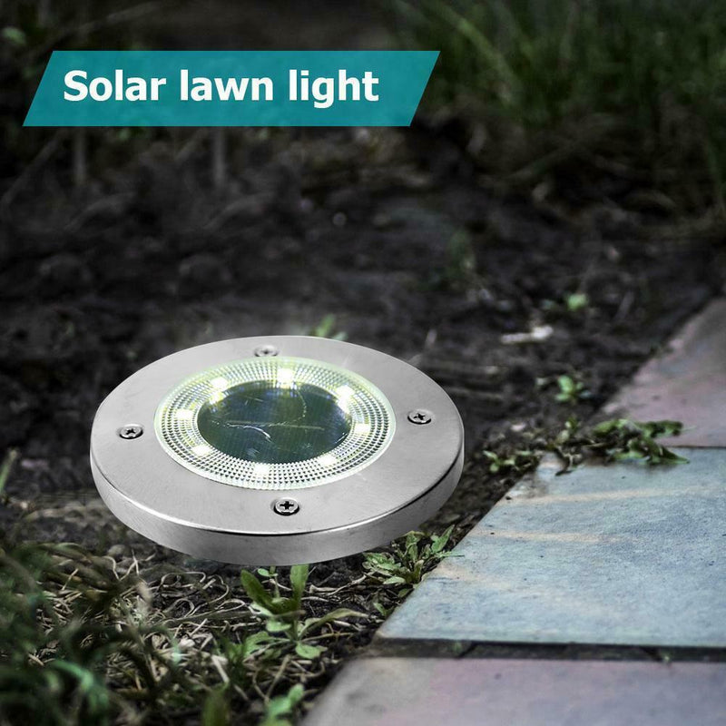 4pcs 8LED Solar Lawn Buried Lamp Waterproof Yard Ground Light (Cold White)