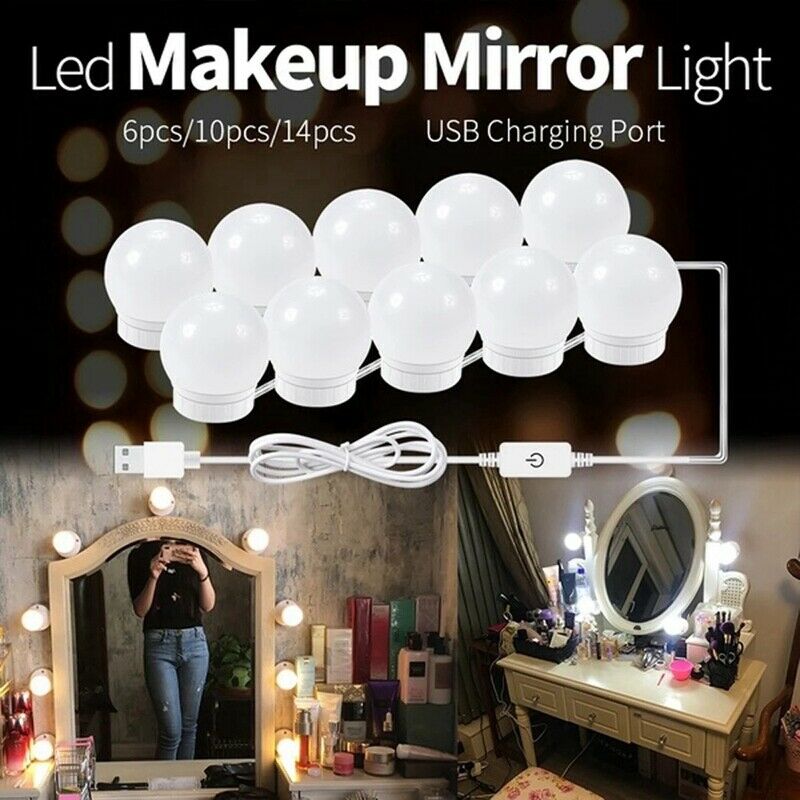 Led Vanity Mirror Lights Kit With 14 Dimmable Light Bulbs For Makeup Vanity K8N7