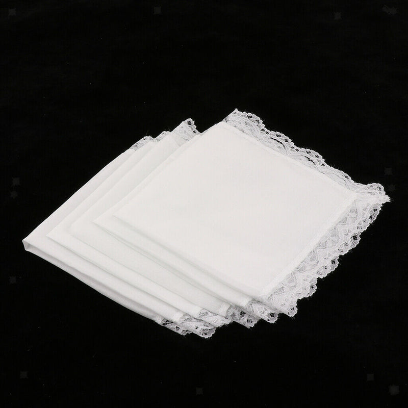 5Pack Men Women 100% Cotton White Handkerchiefs Comfy Hanky Party Hankies