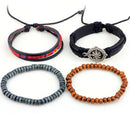 Unisex European Fashion Multicircle Woven Compass Wooden Beads Bracelet