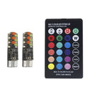 2PCS T10 COB RGB LED 6SMD Car Wedge Side Multicolor Light Bulbs w/Remote Cont JR