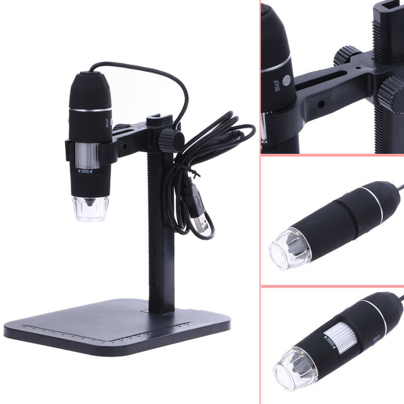 1000X 8 LED 2MP USB Digital Microscope EndoscopeMagnifier Camera + Lift Stand