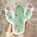 1Pc Cactus Ceramic Sauce Dessert Dish Plate Decorative Jewelry Holder Stora