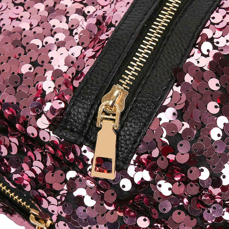 3pcs/set Sequin School Backpack Women Rabbit Ear Rucksack Purse Bags (Pink)
