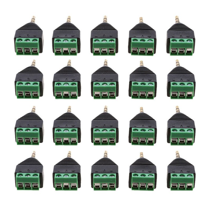 20 Packs 3.5mm 3 Pole Stereo Audio Vedio Male To 3 Screw Terminal