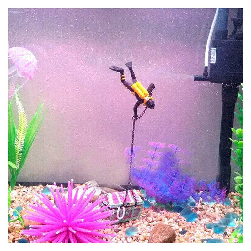 treasure Treasure hunter Diver Decoration for Aquarium Fish Tank Black