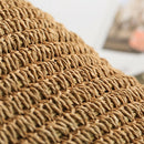 Women Summer Weave Straw Beach Shoulder Bucket Handbags Tote(Beige)