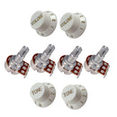 Set of 4 (4X)  A25K  B25K Short Split Shaft Audio Taper Guitar Tone