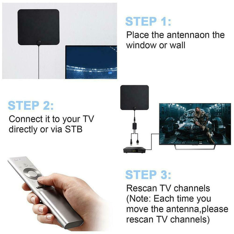 360 Miles HD Indoor TV Antenna Indoor Digital TV HDTV Antenna UHF/VHF/1080P 4K