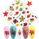 4pc Sheets Autumn Maple Leaf Nail Water Decals Transfer Nail Art Stickers Decor/
