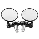 Black Motorcycle Round Rear View Bar End Mirrors CNC Aluminum For 7/8