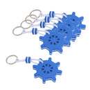 5x Boating Sea Fishing Water Floating Keychain Key Ring- Wheel Rudder Blue