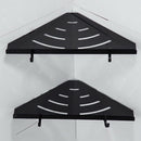 Wall Mounted Matt Black 2 Tier Shower Caddy Bathroom Corner Shelf Rack Show