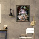 5D DIY Full Round Drill Diamond Painting Little Girl Cross Stitch Kit Decor