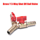 Clamp Fitting Fuel Water Oil Gas 3/8" 10mm Brass Y 3-Way Shut Off Ball Valve Ew