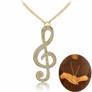 Women Charm Crystal Music Note Rhythm Long Chain Sweater Necklace Pendant Gift