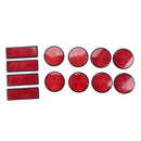 12 Muliti Purpose Red Light Reflectors Rear Trailer Reflector Disks Caravan A7Q6