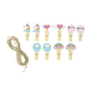10Pcs Horse Wooden Diy Photo Clips With Hemp Rope Kids Birthday Party Decor ME