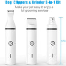 Dog Nail Grinder Dog Clippers 3 in 1 Kit,2 Speed Electric Dog Nail Trimmer