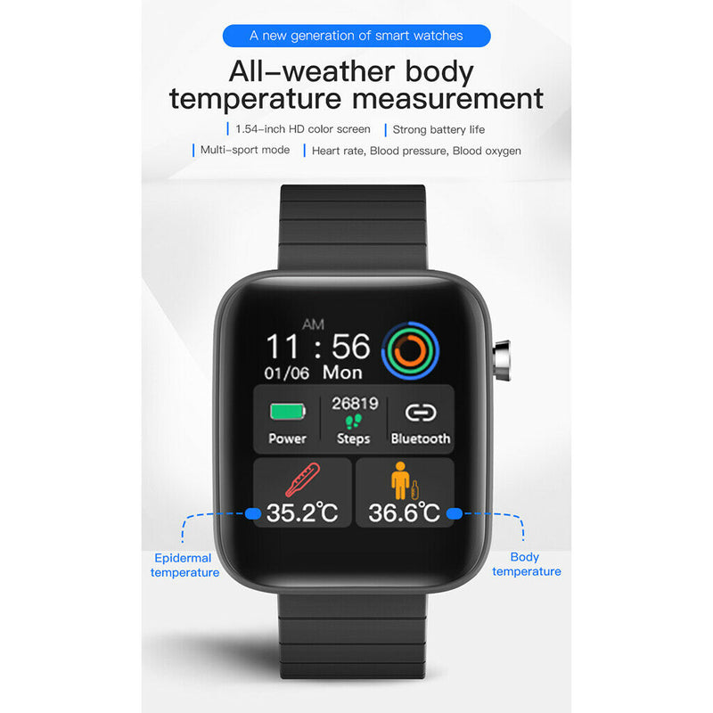 T68 Smart Watch Body Temperature Measure Sport Fitness Heart Rate Blood Pressure