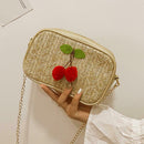 Crossbody Handbags Women Cherry Decor Chain Shoulder Bags (Light Brown) A