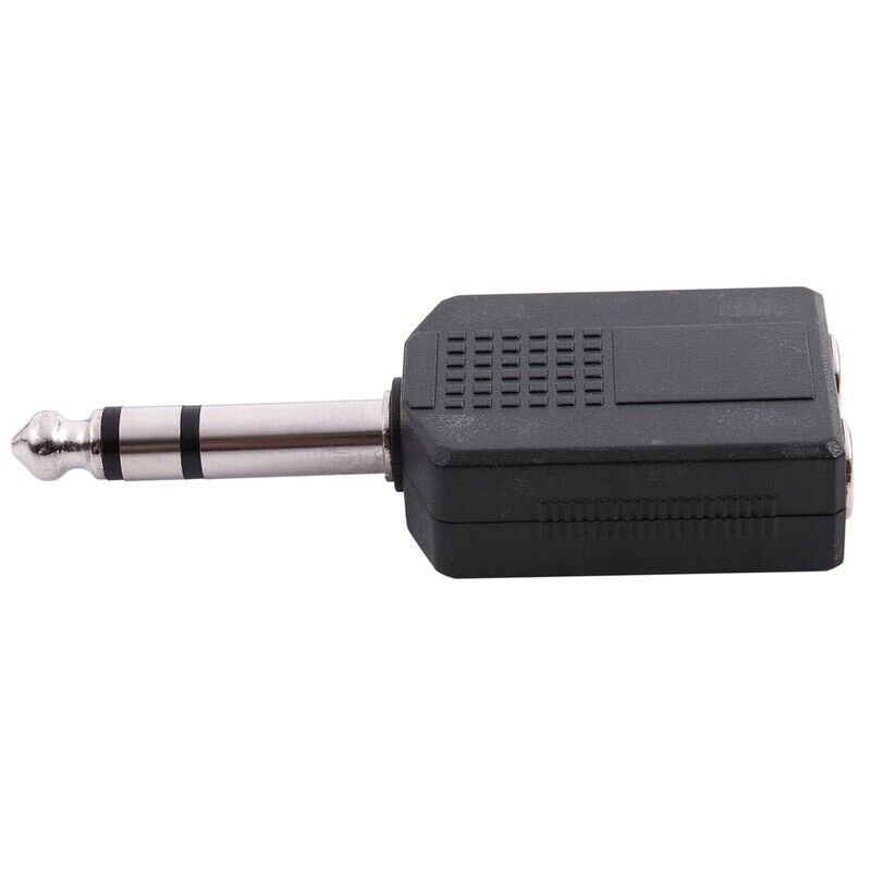 Mono 6.35mm Male Plug to Dual 6.35mm Female Socket Splitter Adapter Connect Y7S3
