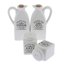 4Pcs White Ceramic Cruet Set for Oil Vinegar Salt Pepper Kitchen Tool Gadget