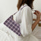 Fashion Plaid Women Handbag Korean PU Tote Underarm Shoulder Bag (Purple)