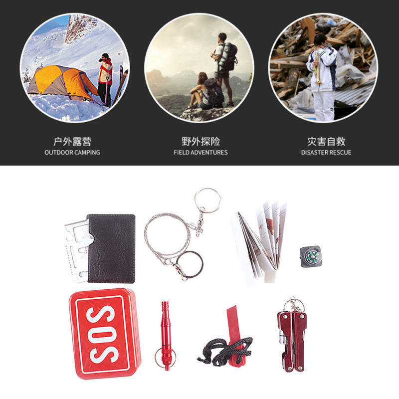 Portable 6 in 1 SOS Outdoor Emergency Survival Equipment Kit Gear Camping Tool