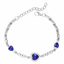 Hot Lady Crystal Rhinestone Bracelet Sea Blue Bangle Chain Heart Jewelry A5P1