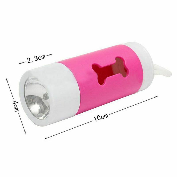 Flash Light Dispenser For Pet Dog Cat Poop Scoop Waste Bags Roll Holder Cle F7T6