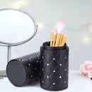 Fashion Leather Makeup Brush Storage Case Empty Holder Organizer (Black L) A