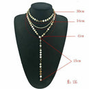 Multilayer Sequins Rhinestone Tassel Pendants Chain Necklace Choker Collar  G7B5