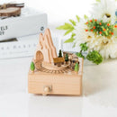 Wooden Musical Box Featuring Mountain Tunnel With Small Moving Magnetic Tra