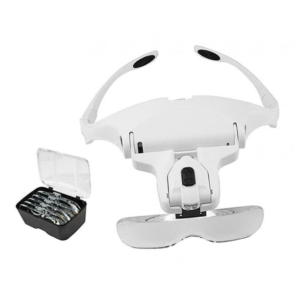 Head Glass LED Visor Head Loupe Repair Magnifier 5 Lens X 1.5X 2X 2.5X 3.5X