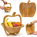 Wooden Collapsible Apples Shape Basket Kitchen Fruits Vegetable Storage Bas M3Y1
