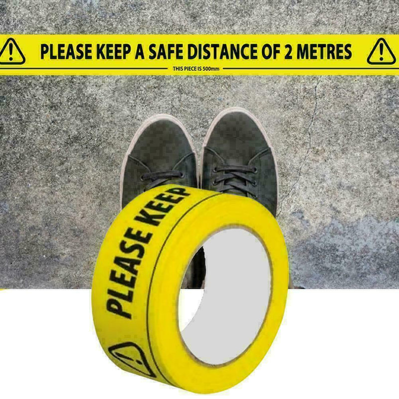 Keep 2 Metres Distance Warning Tape Floor Marking Social Distancing 33M K6X R4K6