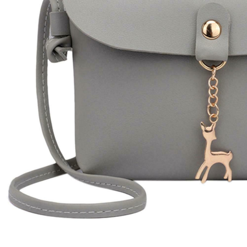 Simple PU Women Casual Shoulder Bags Pure Messenger Phone Handbag/Grey